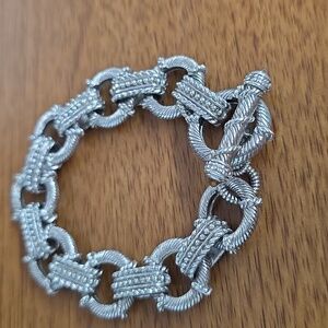 Judith Ripka Sterling Silver CZ Thailand Citirine Toggle Bracelet